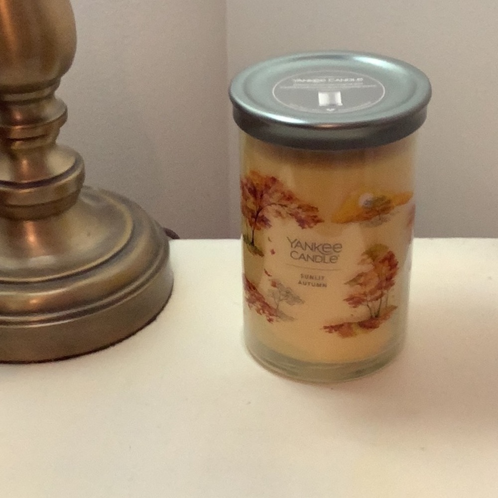 Yankee Candle Sunlit Autumn 2 wick Candle Designer Series with Silver Lid 20 oz.